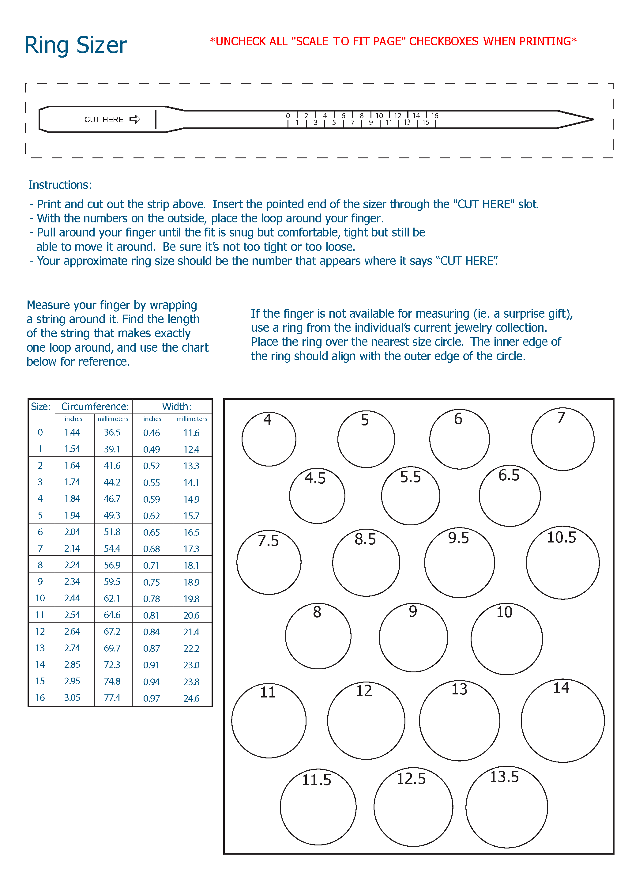 Ring Sizer
