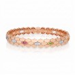 18k Rose/white Gold Cobra Diamond And Mixed Stones (blue Sapphire, Blue Topaz, Citrine, Peridot, Ruby, And Rubellite) Cuff Bangle