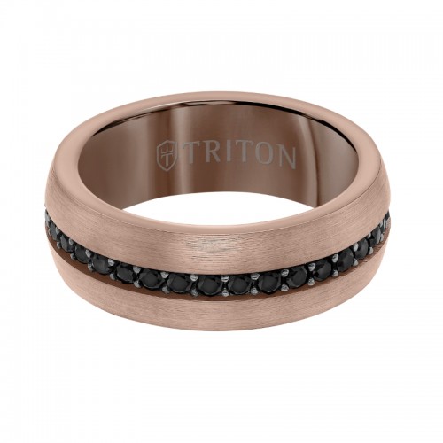 Comfort Fit Brown Tungsten Black Sapphire Band