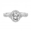Contemporary Round Halo Twist Diamond Engagement Ring