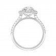 Contemporary Hexagon Halo Diamond Engagement Ring
