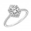 Contemporary Hexagon Halo Diamond Engagement Ring