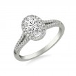 Contemporary Oval Halo Split Shank Diamond Engagement Ring
