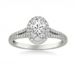 Contemporary Oval Halo Split Shank Diamond Engagement Ring
