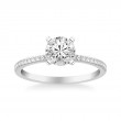 Round Diamond Half-Round Sidestone Engagement Ring
