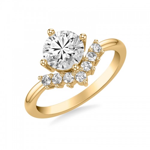 Round Diamond Chevron Engagement Ring