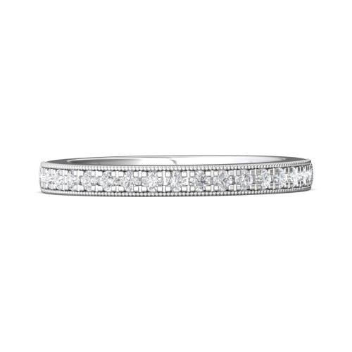 FlyerFit&reg; 18K White Gold Micropave Bead Set Wedding Band