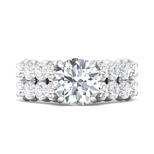 FlyerFit® 14K White Gold Channel and Shared Prong Engagement Ring