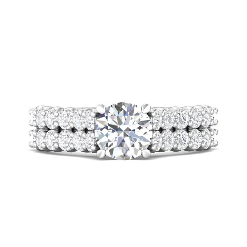FlyerFit&reg; 18K White Gold Channel and Shared Prong Engagement Ring