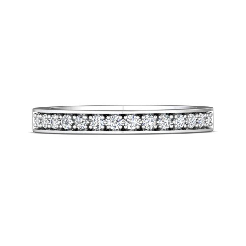 FlyerFit&reg; 18K White Gold Micropave Bead Set Wedding Band