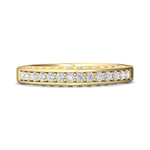 FlyerFit&reg; 18K Yellow Gold Micropave Bead Set Wedding Band