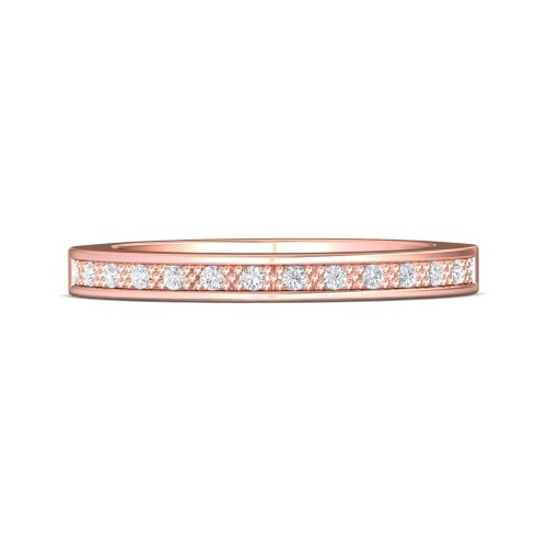 FlyerFit&reg; 14K Pink Gold Micropave Bead Set Wedding Band