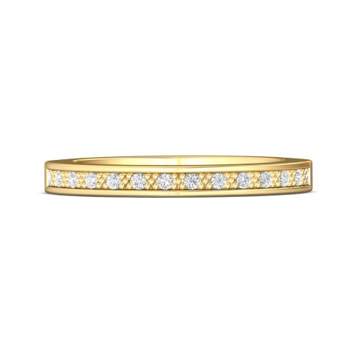 FlyerFit&reg; 18K Yellow Gold Micropave Bead Set Wedding Band