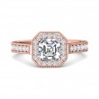 FlyerFit® 14K Pink Gold Micropave Halo Engagement Ring