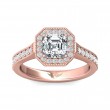 FlyerFit® 14K Pink Gold Micropave Halo Engagement Ring
