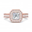 FlyerFit® 18K Pink Gold Micropave Halo Engagement Ring