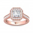 FlyerFit® 18K Pink Gold Micropave Halo Engagement Ring