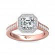 FlyerFit® 18K Pink Gold Shank And White Gold Top Micropave Halo Engagement Ring