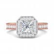 FlyerFit® 14K Pink Gold Shank And White Gold Top Micropave Halo Engagement Ring