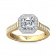 FlyerFit® 14K Yellow and 14K White Gold Micropave Halo Engagement Ring