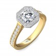 FlyerFit® 14K Yellow and 14K White Gold Micropave Halo Engagement Ring