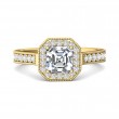 FlyerFit® 14K Yellow Gold Micropave Halo Engagement Ring
