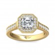 FlyerFit® 14K Yellow Gold Micropave Halo Engagement Ring