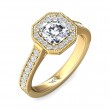 FlyerFit® 14K Yellow Gold Micropave Halo Engagement Ring