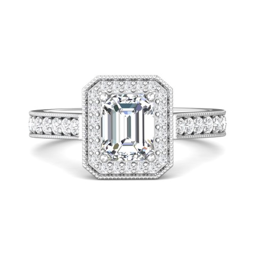 FlyerFit&reg; Platinum Micropave Halo Engagement Ring