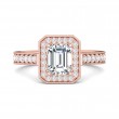 FlyerFit® 18K Pink Gold Micropave Halo Engagement Ring