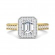 FlyerFit® 14K Yellow and 14K White Gold Micropave Halo Engagement Ring