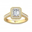 FlyerFit® 18K Yellow Gold Micropave Halo Engagement Ring