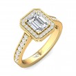FlyerFit® 18K Yellow Gold Micropave Halo Engagement Ring