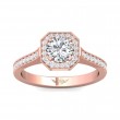 FlyerFit® 14K Pink Gold Micropave Halo Engagement Ring