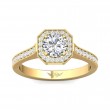 FlyerFit® 14K Yellow Gold Micropave Halo Engagement Ring
