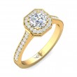 FlyerFit® 14K Yellow Gold Micropave Halo Engagement Ring