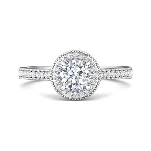 FlyerFit&reg; Platinum Micropave Halo Engagement Ring