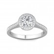 FlyerFit® 18K White Gold Micropave Halo Engagement Ring