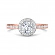 FlyerFit® 18K Pink Gold Shank And White Gold Top Micropave Halo Engagement Ring