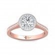 FlyerFit® 18K Pink Gold Shank And White Gold Top Micropave Halo Engagement Ring