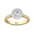 FlyerFit® 14K Yellow and 14K White Gold Micropave Halo Engagement Ring