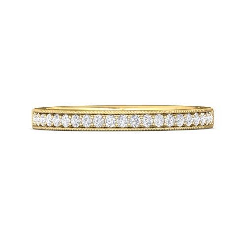 FlyerFit&reg; 18K Yellow Gold Micropave Bead Set Wedding Band