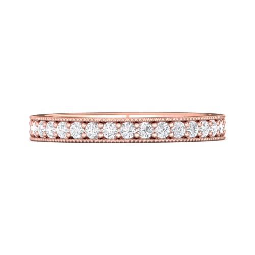 FlyerFit&reg; 18K Pink Gold Micropave Bead Set Wedding Band