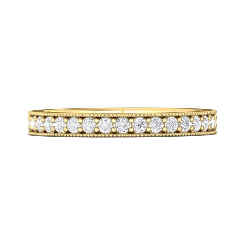 FlyerFit&reg; 18K Yellow Gold Micropave Bead Set Wedding Band