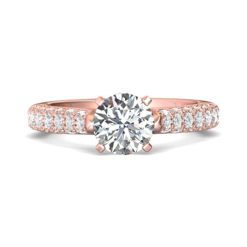 FlyerFit&reg; 18K Pink Gold Micropave Engagement Ring