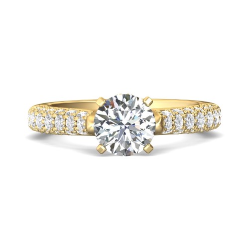 FlyerFit&reg; 14K Yellow Gold Micropave Engagement Ring