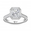 FlyerFit® Platinum Micropave Halo Engagement Ring