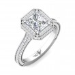 FlyerFit® Platinum Micropave Halo Engagement Ring