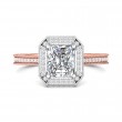 FlyerFit® 18K Pink Gold Shank And White Gold Top Micropave Halo Engagement Ring