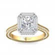 FlyerFit® 14K Yellow and 14K White Gold Micropave Halo Engagement Ring